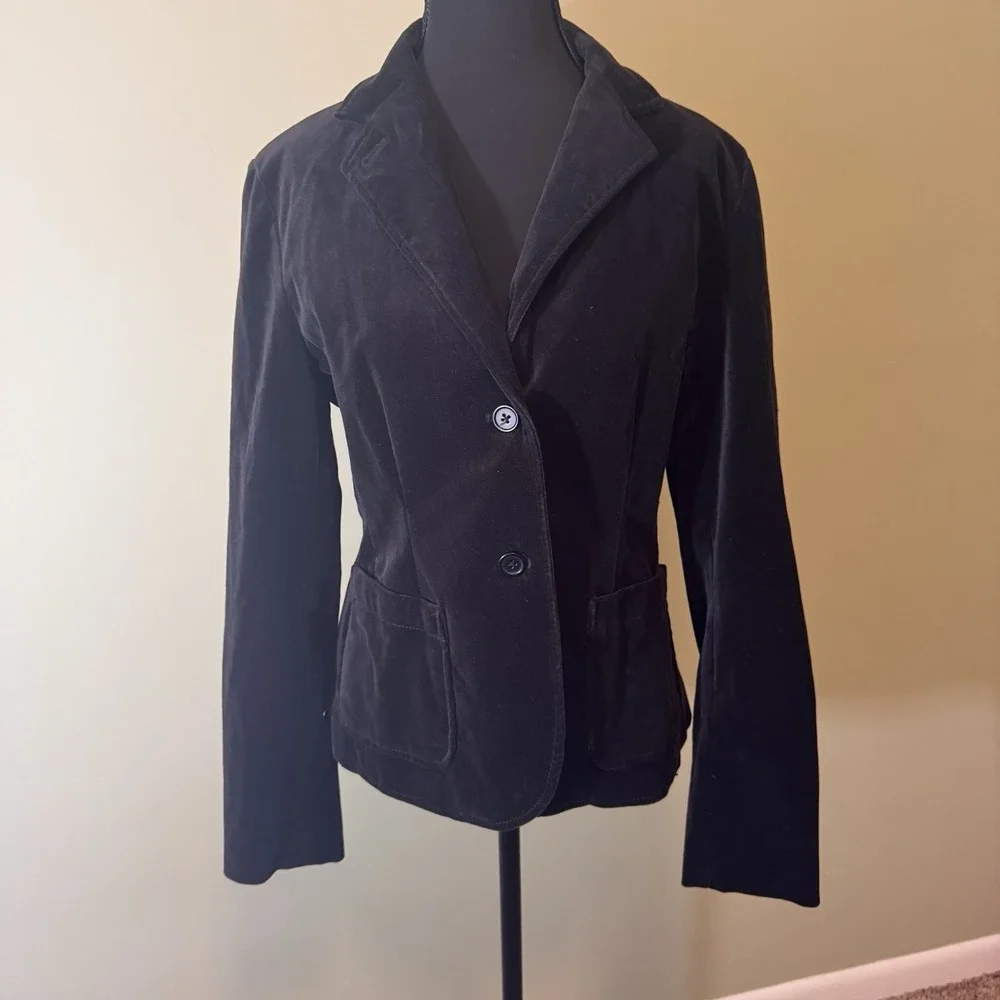 Vintage y2k Jacket Women Black Velvet Purple Lined goth whimsigoth Size 8 Medium